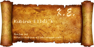 Kubina Ellák névjegykártya